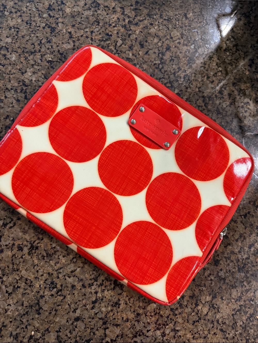 kate spade Red and Cream Polka Dot iPad tablet pouch